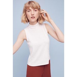 NWT Anthropologie Mockneck Knit Tank White Size XL